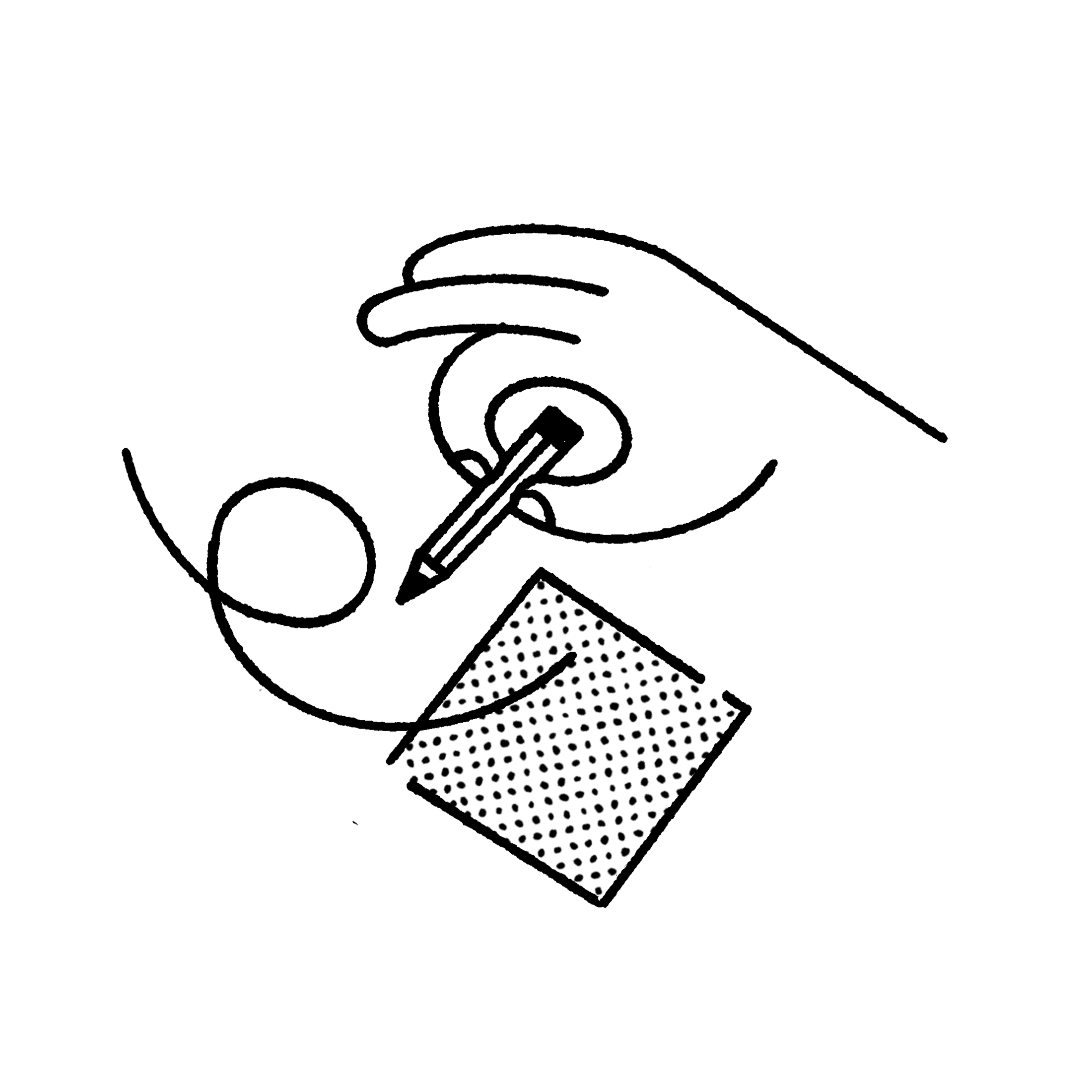 Hand drawing a curve through a dotted square